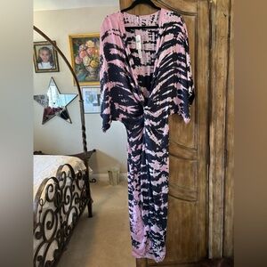 Anthropologie navy and mauve print dress NWT maxi dress. Size L